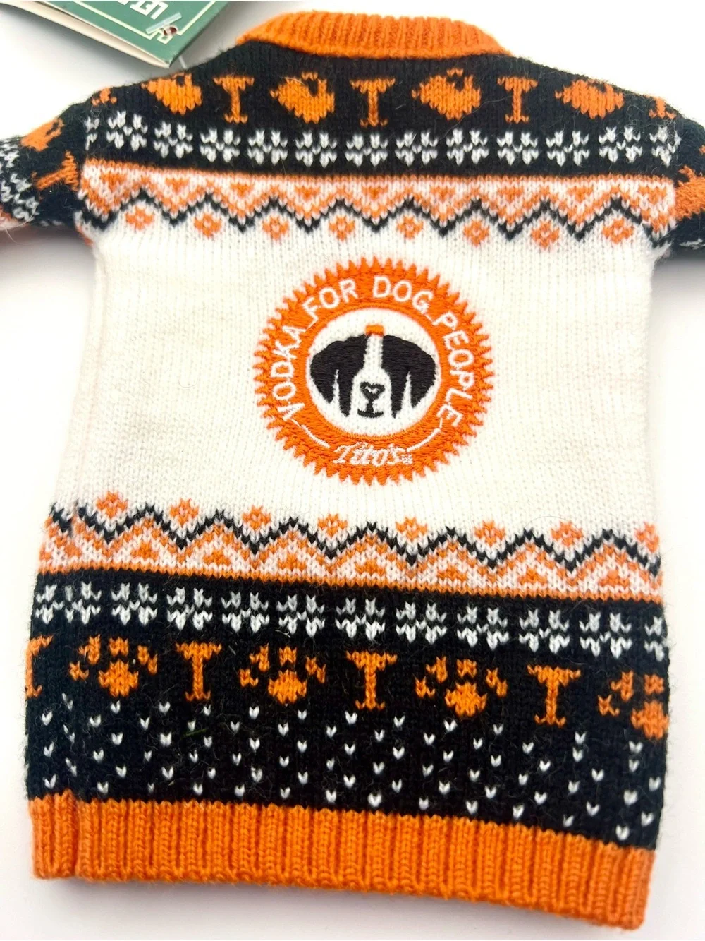 Collectible Tito's Handmade Vodka Mini Knit Sweater Bottle Coozie